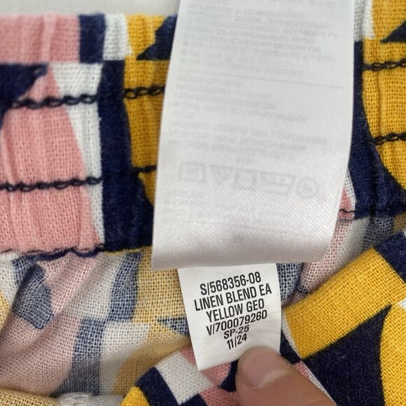 Banana Republic Women's Size M Linen Blend Pull On Shorts Pink Yellow Geometric - Picture 9 of 13